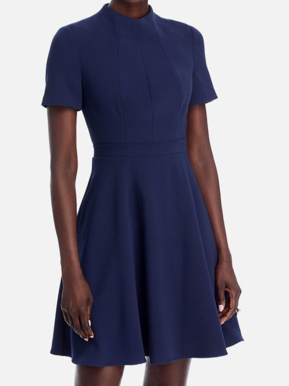 Black Halo Women's Blue Mayra Mock Neck Fit & Flare Mini Dress Size 4
